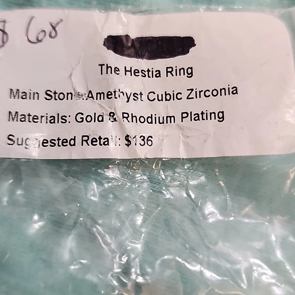 The Hestia Ring Amethyst Cubic Zirconia On Gold&Rhodium Plating Size 11 FP $35 - Picture 5 of 6